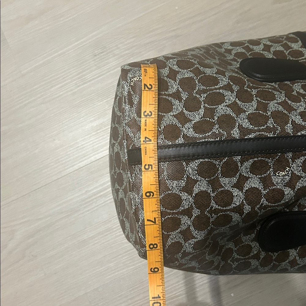 Coach Brown Signature Canvas Tote with Dark Trim and Pouch - Picture 13 of 15